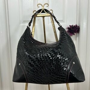 Elegant Black Woven Handbag by Cole Haan